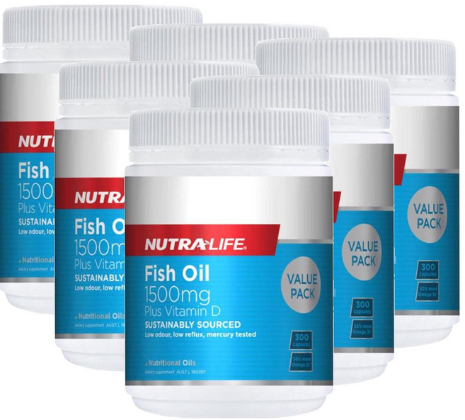 뉴트라라이프 피쉬오일 1500mg 오메가3 비타민D NUTRALIFE Fish Oil Plus Vitamin D, 6개, 300정
