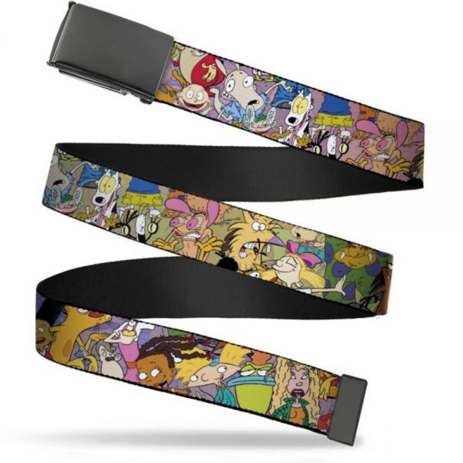 Nickelodeon 남성용 Buckle-Down 웹 벨트 닉 90년대 리와인드 멀티컬러 3.8cm(1.5인치) 너비 - 최대 106.7cm(42인치) 바지 사이즈 멀티컬