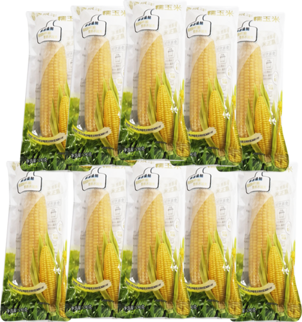홍홍 중국식품 중국 삶은 찰옥수수 찰 옥수수 전자렌지 낱개포장 간편식, 10개