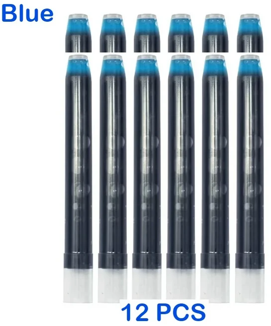 240/6 PCS JINHAO 20 10 A1 A2 Majohn 프레스 만년필 잉크 리필 카트리지 5.5mm 구경 사무용품 학교 문구, 12 12 PCS-Blue