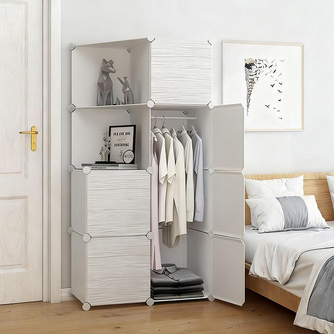 코너 옷장 다기능 조립식옷장 간이 코너장 캐비넷, 4단, 흰색