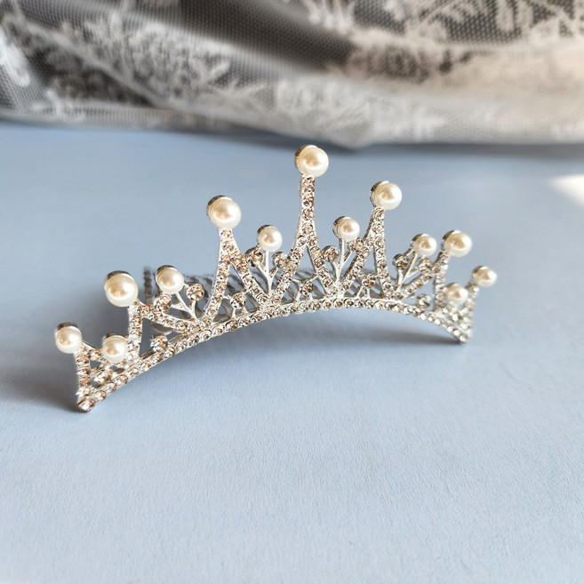 티아라 3종 헤어핀 유아 아동 성인 파티 큐빅 웨딩 브라이덜샤워 머리핀 미니왕관