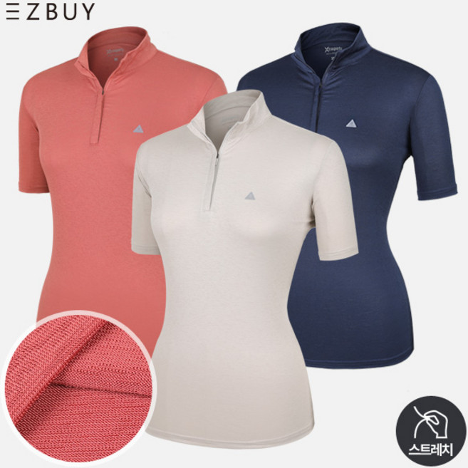 [이지바이] 여성 산들바람 등산 아웃도어 반팔 집업 티셔츠 / 90~110 빅사이즈 까지 / 프리미엄 까칠이 원단 / 냉감티 / 쿨론 / 기능성 / 등산복 작업복 추천