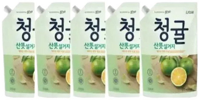 참그린 매실 1kg 리필 5개입 라이온코리아 주방세제/설거지세제/대용량주방세제/말통세제/트리오세제/식당, 1000ml, 5개