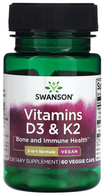 스완슨 비타민D3 & K2 베지 캡슐 60정, 1개