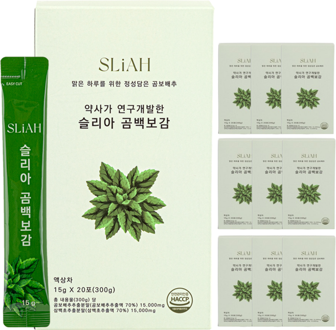 슬리아 곰백보감 곰보배추시럽 배암차즈기 삼백초 추출물 유산균, 15g, 180개