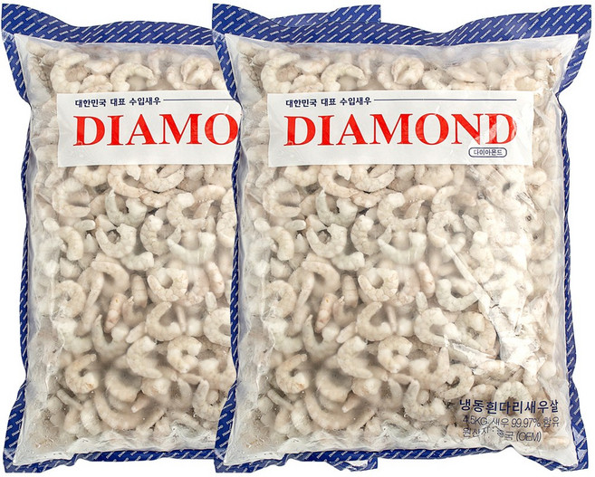바다받아 흰다리새우살 생새우살 다이아몬드새우 냉동 대용량, 1박스, 9kg(4.5kgX2) (31/50)