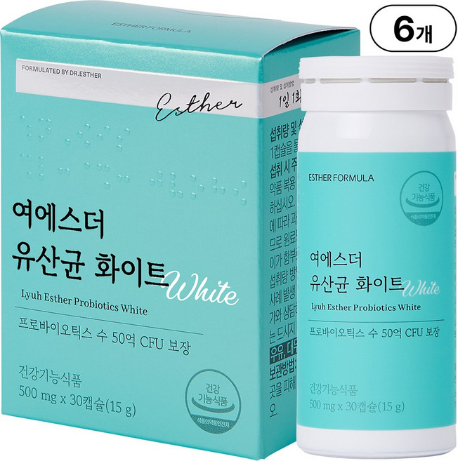 여에스더 질 유래 유산균 화이트 l 프리바이오틱스 배합 l, 6박스, 30회분