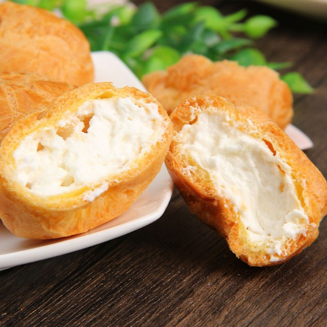 크림퍼프빵 2종 18개입 밀크맛 요거트맛 슈크림 중국빵 개별포장 아침식사대용 간식 케이크, 1개