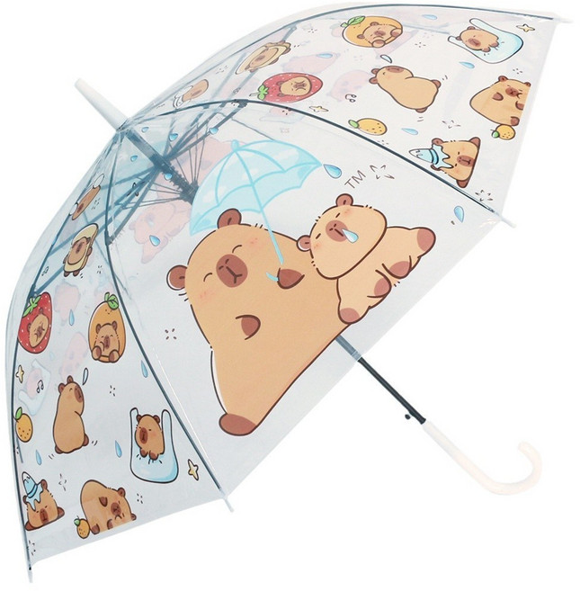 YAPOGI 귀여운 카피바라 투명 튼튼한 캐릭터 자동 장우산