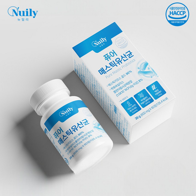 뉴일리 퓨어 매스틱 유산균 60정 HACCP인증 매스틱키오스골드90% 유산균사균체 함유, 1개