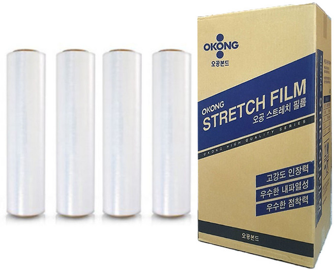 오공 스트레치필름 공업용랩 4롤 (12 15 18 20 25 30mic), 일반 12mic x 500mm x 350미터, 1개