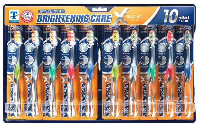 티스탠다드 암앤해머 브라이트닝 케어 엑스 칫솔 10개입, 1개