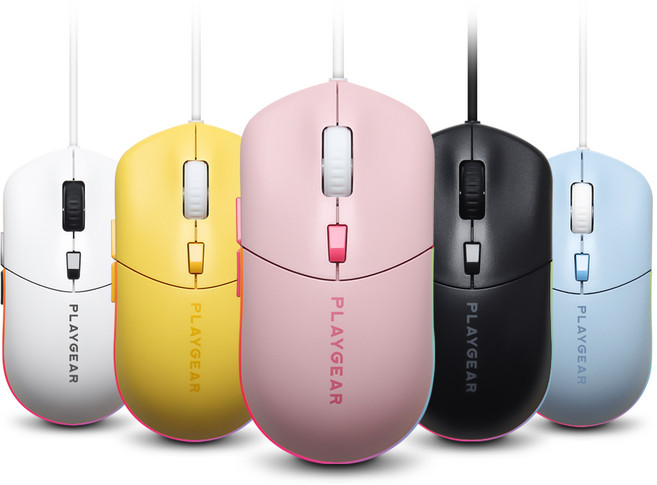 플레이기어 무소음 유선 마우스, PM121, 옐로우