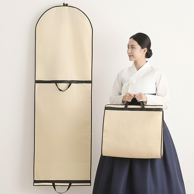 부직포의상커버 2WAY가방의류커버 양복정장패딩코트한복웨딩드레스대여옷커버 대여이동식케이스 C-1 가방과 옷걸이 케이스겸용, 1개, 1개입