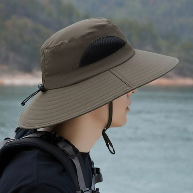 루크 빅사이즈 햇빛차단 아웃도어 모자 남녀공용 스포츠 낚시 등산 캠핑 버킷햇 편안한 작업용 벙거지 스트링 챙모자