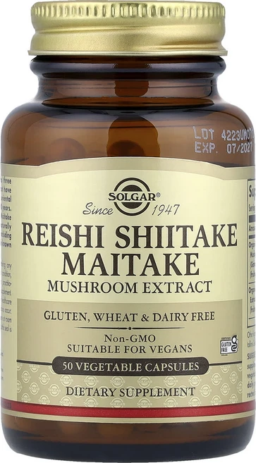 솔가 영지버섯 Shiitake Maitake 머쉬룸 Extract 50 베지캡슐, 6개, 50정 - 쿠팡