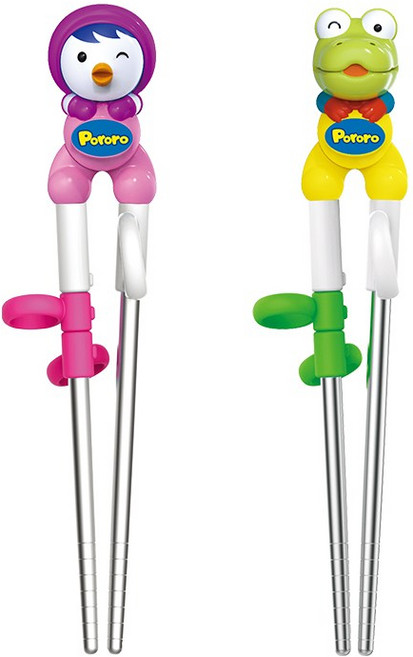 에디슨 아동용 입체 스텐 교정젓가락 2종 세트, 패티 + 크롱, 1세트