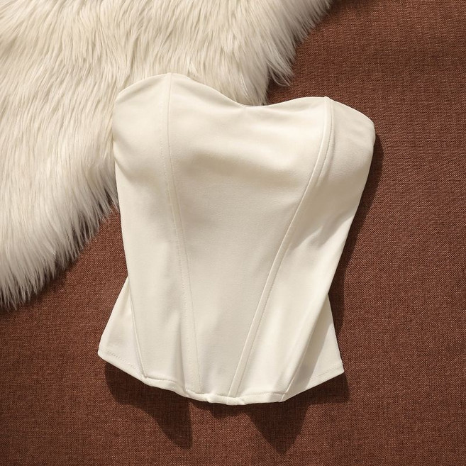 DFMEI 裹胸立體魚骨胸衣吊帶背心女婚紗禮服內搭打底衫抹胸上衣, L