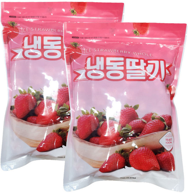 국산 고령 쌍림 냉동딸기 딸기다이스, 2개, 1kg