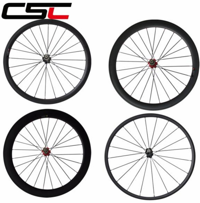 CSC 휠셋 카본 탄소 림 단일 앞바퀴 또는 뒷바퀴 클린처 관형 표준 로드 바이크 바퀴 25mm 너비 24mm 38mm 50mm 60mm 88mm 깊이, 1개
