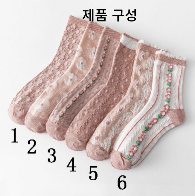 딜헤븐 시스루 꽃 6종 여성양말