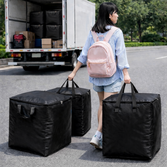 원데이홈 180L 이불 의류 수납 정리 이사박스 가방, 3개, 블랙