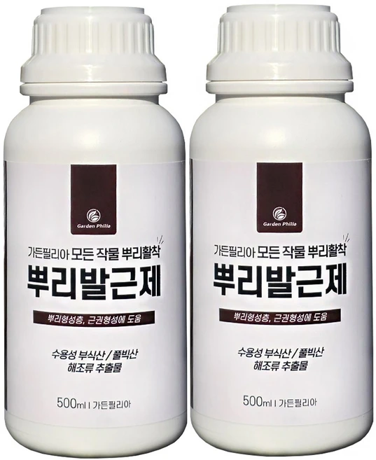 가든필리아 뿌리발근제 신개념 뿌리활착 영양제 풀빅산 해초추출물 부식산 비료 모종 침지처리, 2개, 500ml - 쿠팡