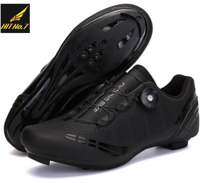(당일배송)국내배송 HIT No.7 초경량 평페달 자전거신발 사이클 슈즈 로드 MTB S4, 로드 블랙, 43