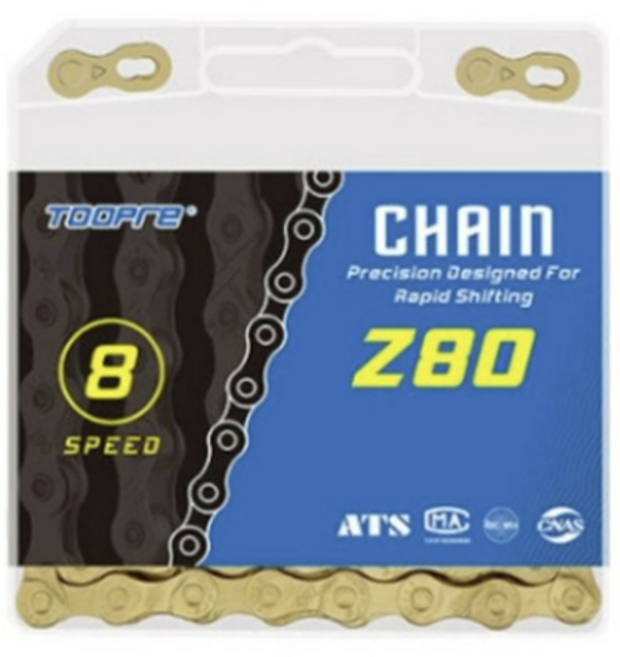 TOOPRE MTB 로드 자전거 시마노 호환 체인 6단 7단 8단 + 체인링크, 골드, 2세트