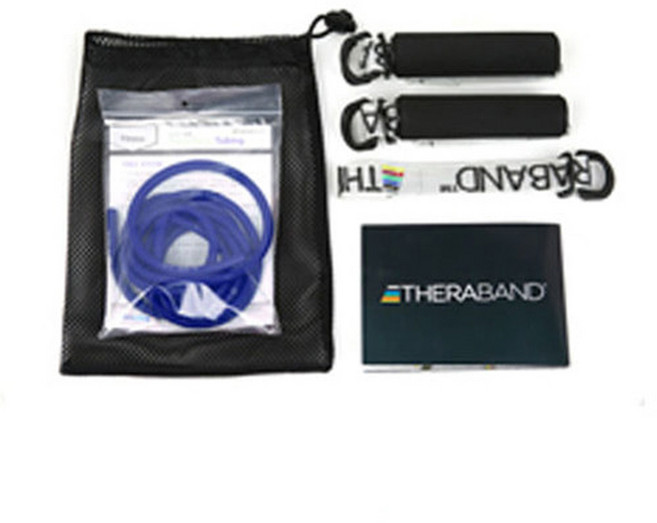 AND [TheraBand] 세라밴드 튜빙세트 블루 튜빙 핸들 도어앵커 설명서 파우치 2m