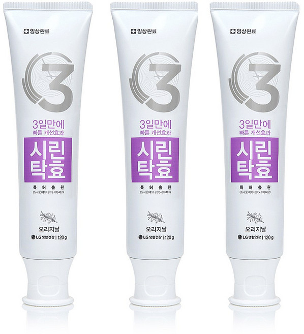 LG생활건강 페리오 시린탁효 치약 택1, 3개, 120g