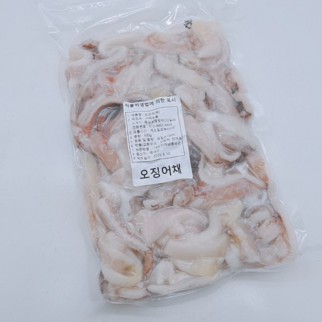 국산100% 조업된 냉동 오징어채 500g 손질절단채 /오징어짬뽕 /오징어채볶음, 1