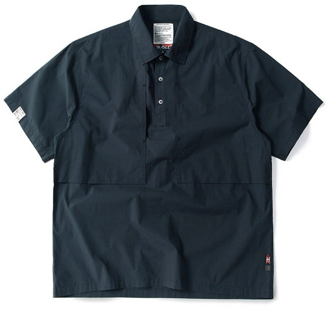 【Gshop.】日系水洗工裝襯衫 男 夏季寬鬆純棉百搭翻領襯衫