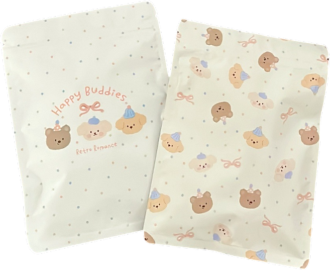 리너지 귀여운 지퍼백 구디백 선물 포장 봉투, 1세트, 해피버디10p+파티10p