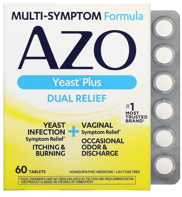 AZO 아조 이스트 플러스 듀얼 릴리프 60정 Yeast Plus, 60개, 1개 - 쿠팡