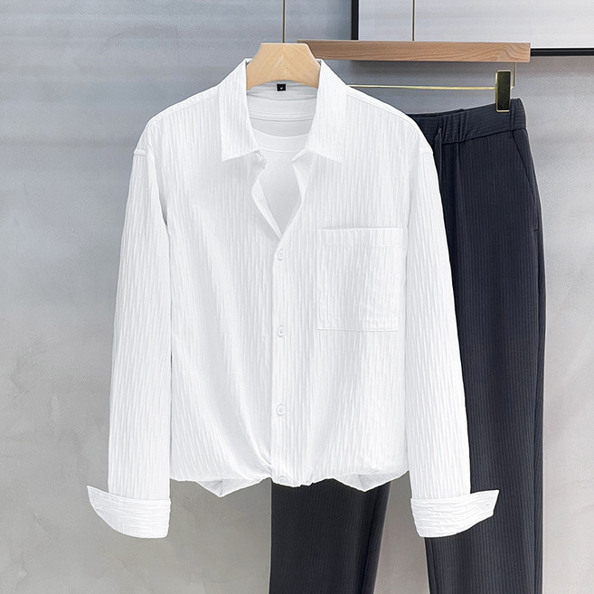 【英倫輕奢】男士襯衫 商務襯衫 休閒襯衫 長袖襯衫 薄款襯衫 暗紋提花 簡約高級感 透氣舒適 春秋季通勤必備