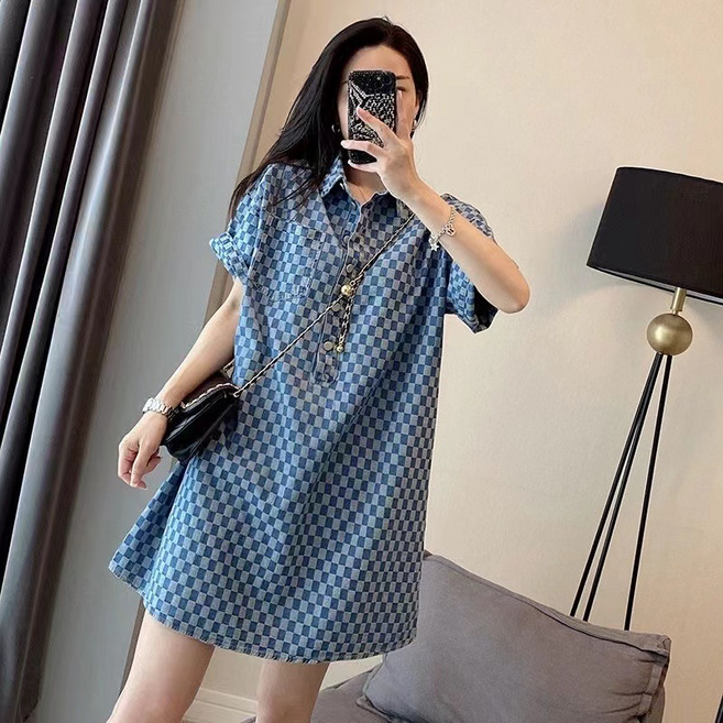 5위 - FIRSGIRL 여름 체크원피스 여성 반팔원피스 루즈핏 원피스