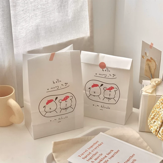 드로잉 선물 포장 종이봉투 구디백 10장 스티커포함, 1개, 화이트