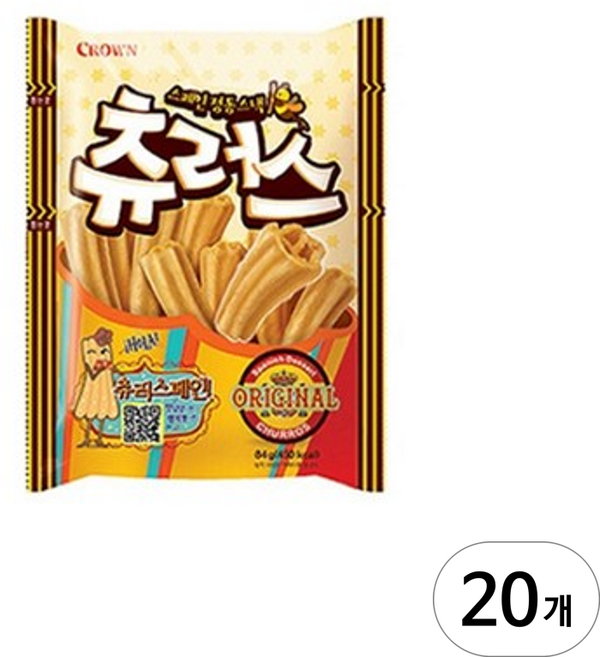 대형마트 크라운 스페인 정통스낵 츄러스, 84g, 20개