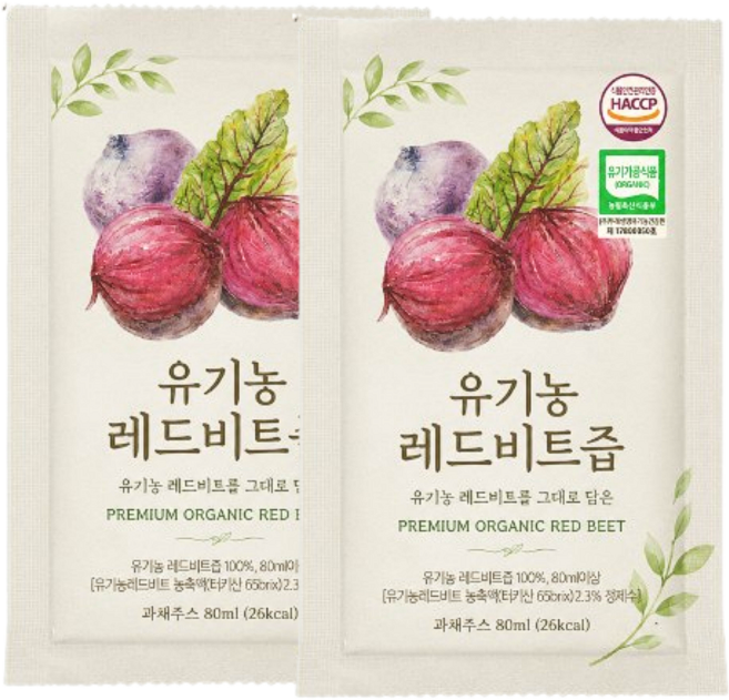 프리미엄 유기농 레드 비트즙, 90개, 80ml