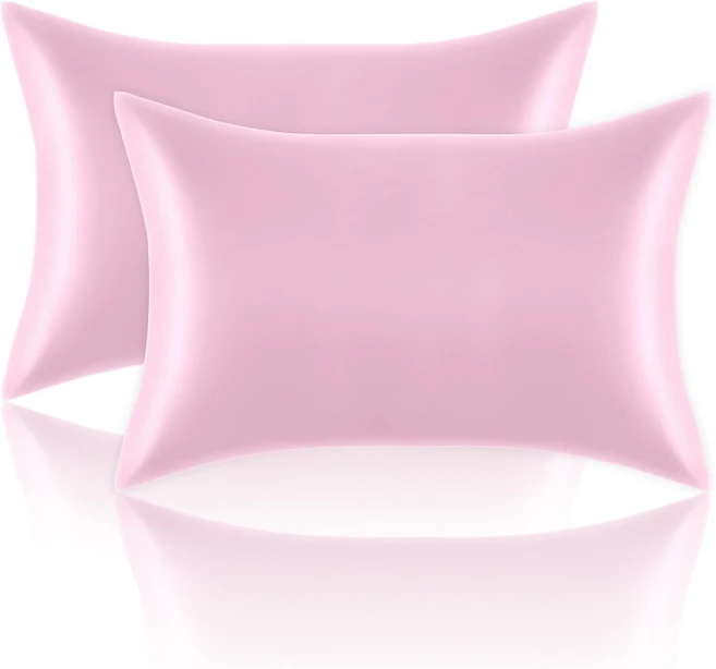 새틴 베개 커버 스탠다드 2종 세트 - 머리카락 및 피부용 실크 소프트 20x26인치 분홍색 2팩 가정 학교 호텔용 봉투 잠금 기능 포함 - 쿠팡