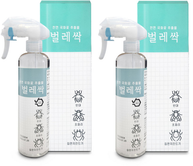 벌레싹 빈대 베드버그 진드기 전용 안전한 천연 피레트린 퇴치제 제거제 벅스존, 2개, 300ml