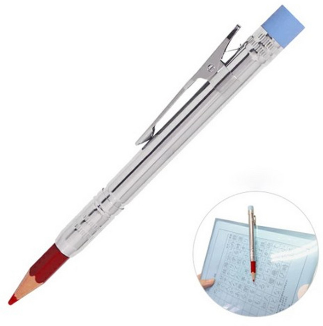 TOHKIN 도쿄금속 하이칼라 몽당연필 알루미늄 홀더, 1개, 빨간색연필 세트