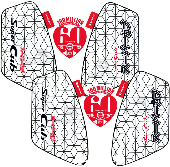 혼다 슈퍼커브 스티커 2장 사이드바디 데칼 카울 튜닝 국산, 화이트큐브, 2세트