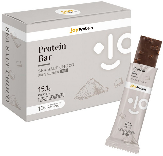 JoyProtein 海鹽巧克力蛋白棒40g*10支/盒 每支含15g蛋白質 葷食, 10個, 40g