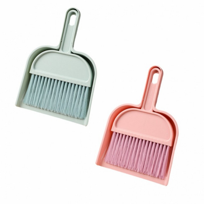 피어리빙 1+1 실내용 미니 빗자루 책상 청소 빗자루 쓰레받기 세트, 블루,핑크, 1개