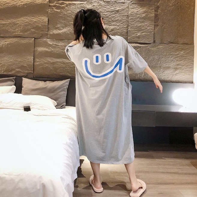 탑트레일 홈웨어 미소 반팔 빅사이즈 원피스 집순이원피스 가벼운원피스