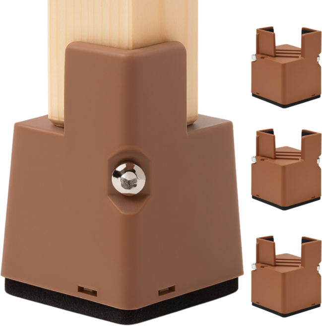 곽씨네슈퍼 가구 다리 너비 조절 높이조절발 5cm 사각 4개입, 브라운, 4개
