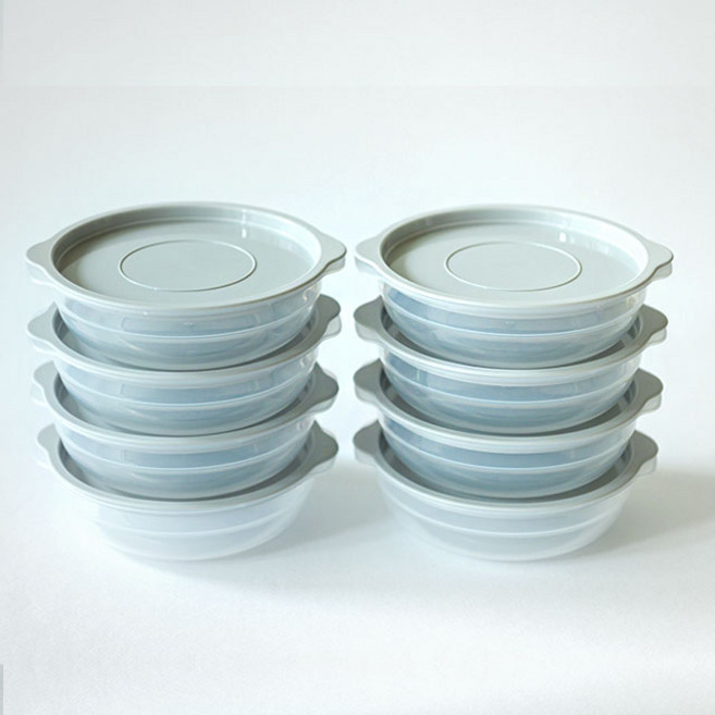 리빙안 전자렌지 햇반용기 냉동밥용기 450ml, 16세트, 연그레이